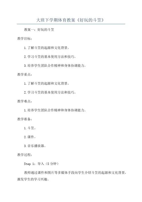 大班下学期体育教案《好玩的斗笠》