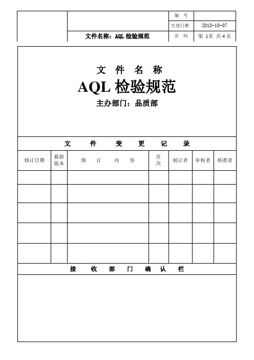 AQL检验规范