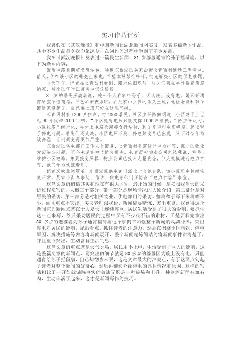 新闻作品评析