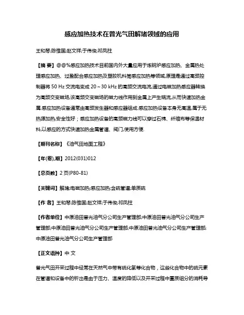 感应加热技术在普光气田解堵领域的应用