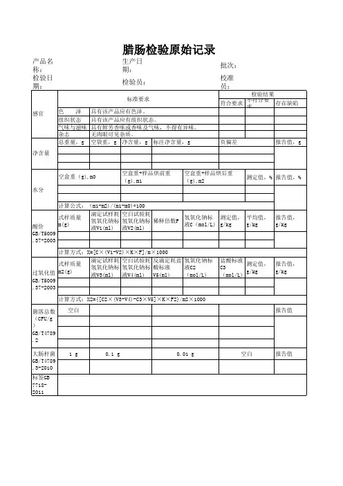 腊肠检验报告