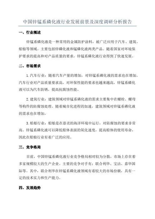 中国锌锰系磷化液行业发展前景及深度调研分析报告