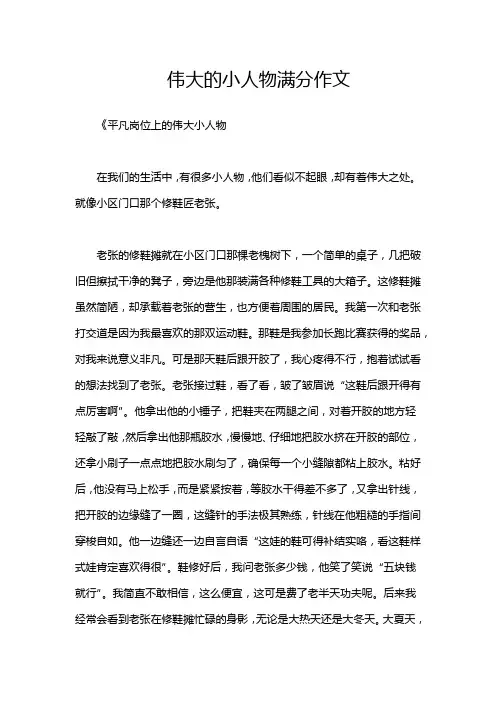 伟大的小人物满分作文