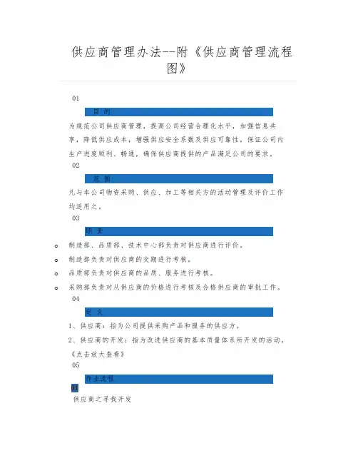 供应商管理办法--附《供应商管理流程图》