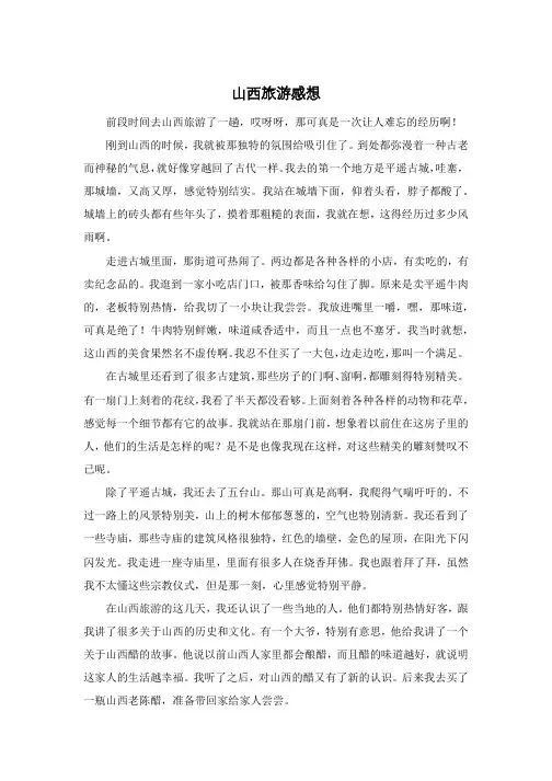 山西旅游感想
