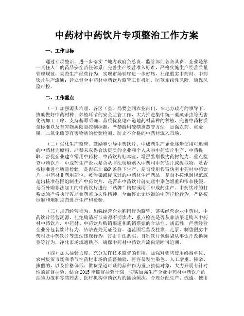 中药材中药饮片专项整治工作方案