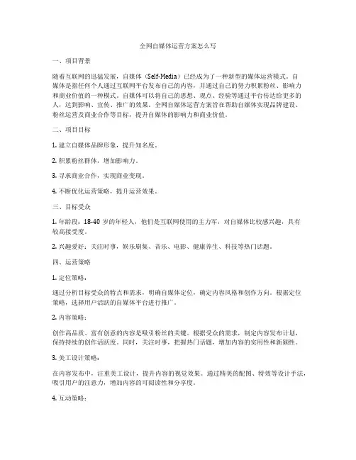 全网自媒体运营方案怎么写