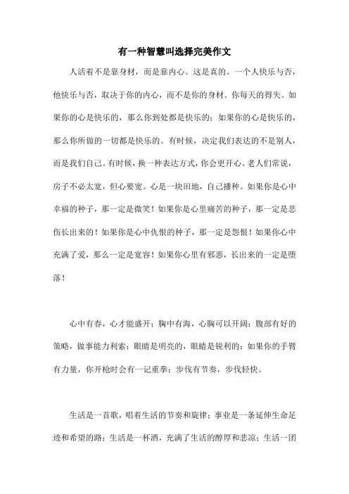 有一种智慧叫选择完美作文