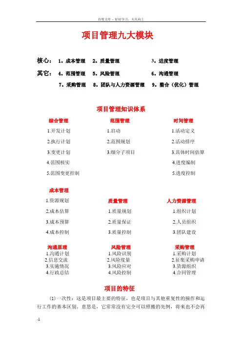 项目管理九大模块