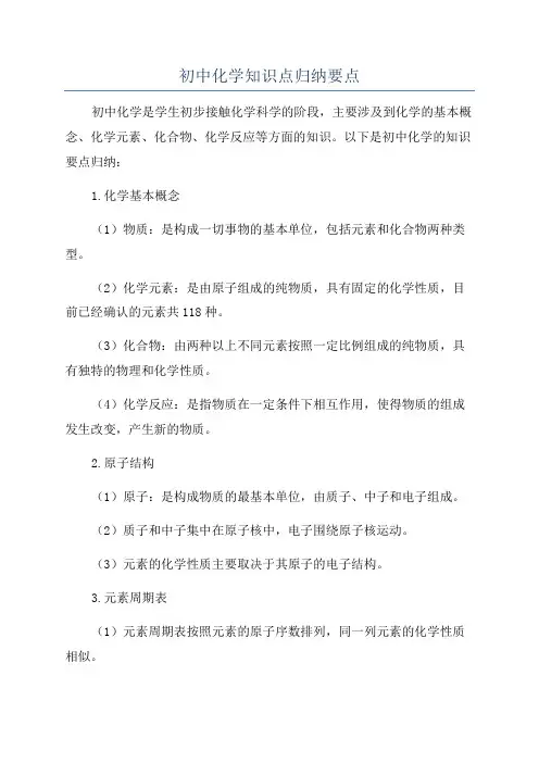 初中化学知识点归纳要点