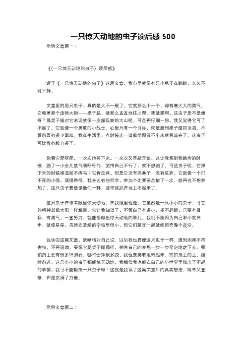 一只惊天动地的虫子读后感500