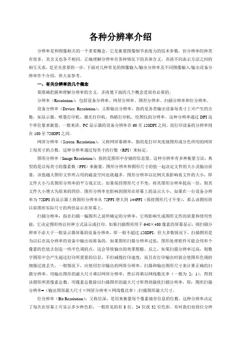 各种分辨率介绍