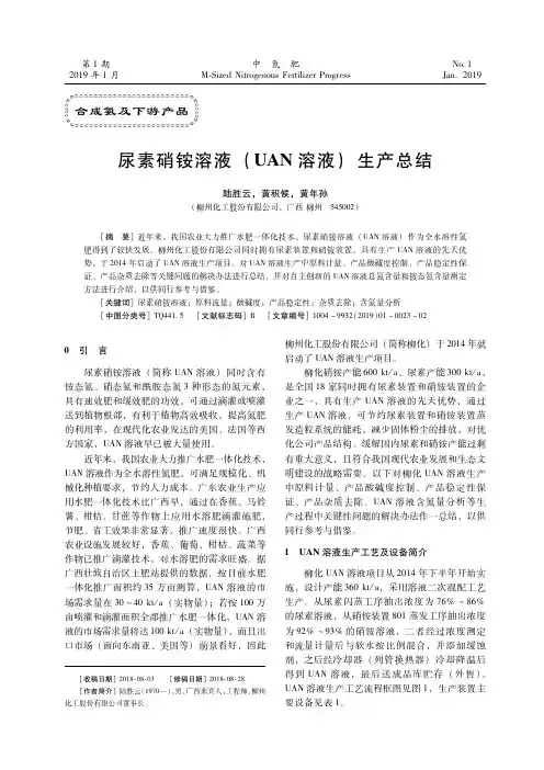 尿素硝铵溶液(UAN溶液)生产总结