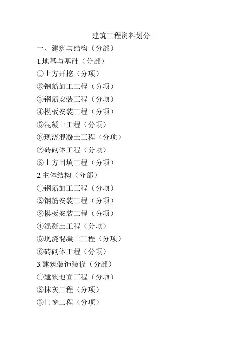 建筑工程资料划分
