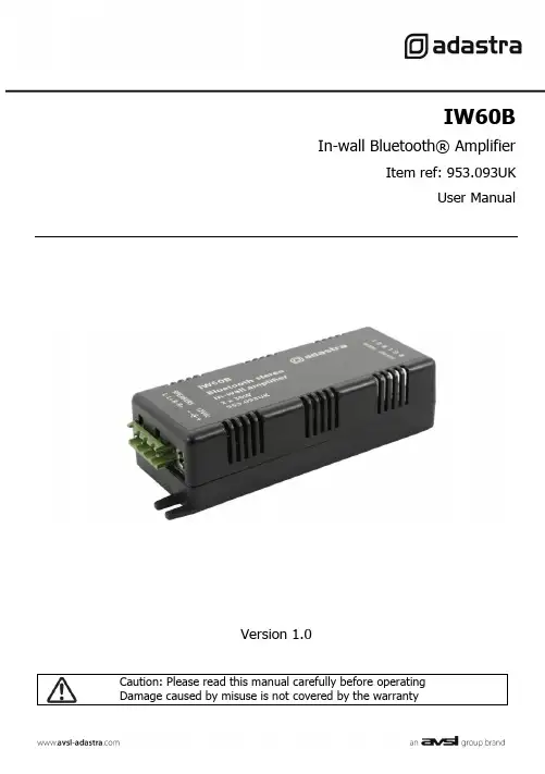 Adastra IW60B 内壁蓝牙音频加强器用户手册说明书