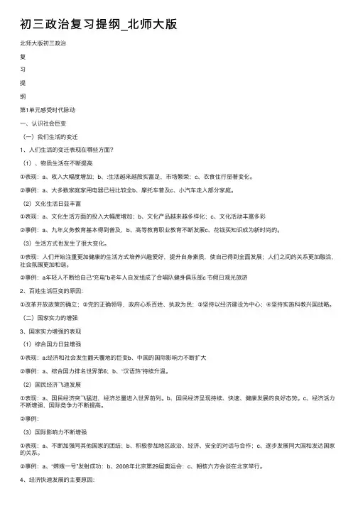 初三政治复习提纲_北师大版