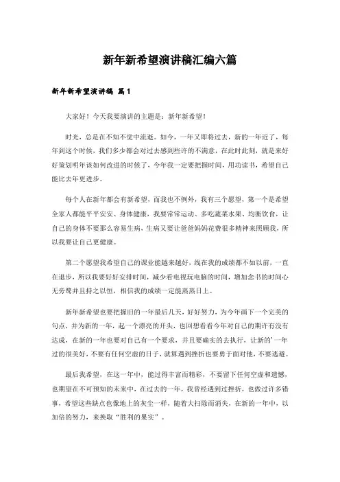 新年新希望演讲稿汇编六篇_1