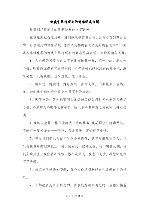 致我们终将逝去的青春经典台词