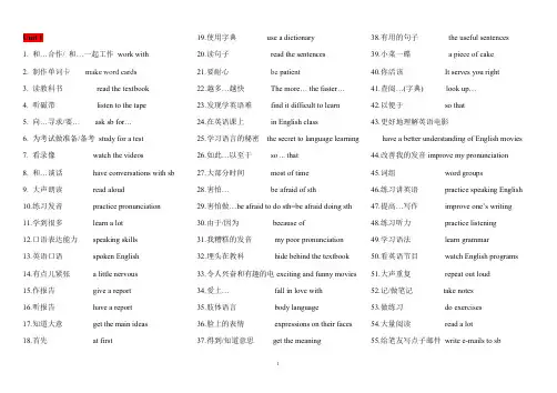 (完整版)新版新目标英语九年级Unit1-10短语归纳,推荐文档