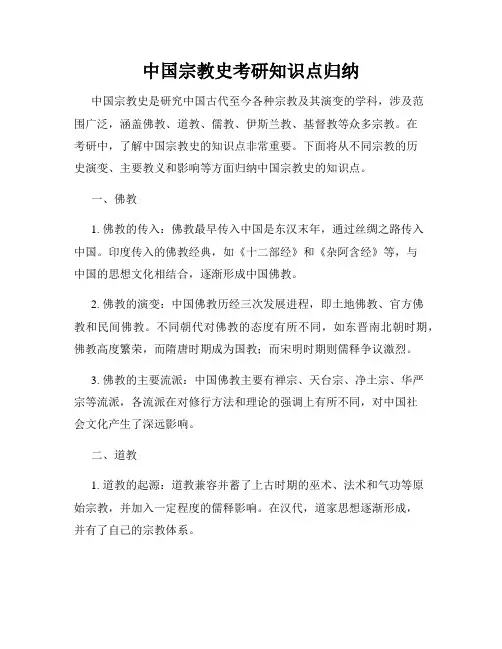 中国宗教史考研知识点归纳
