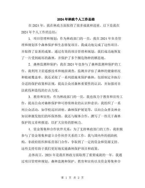 2024年林政个人工作总结