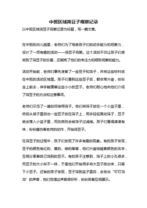 中班区域筛豆子观察记录