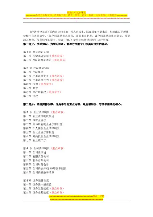 《知识产权》制度研究学习的重点章节