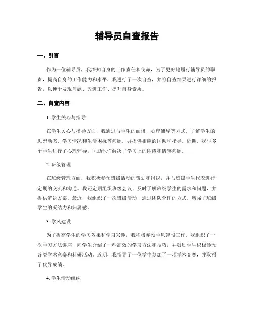 辅导员自查报告