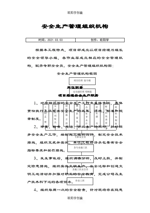 安全生产管理组织机构之欧阳学创编