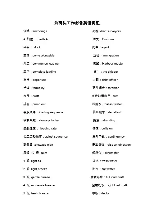 油品码头常用英语