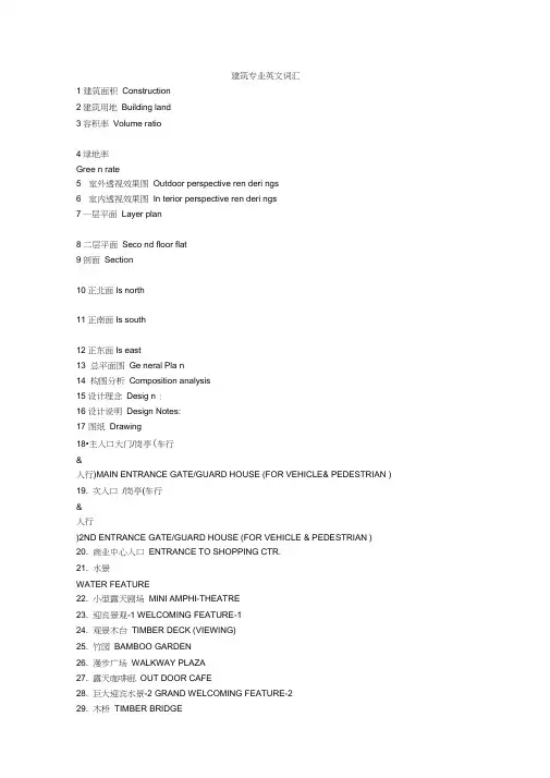 建筑学专业英文词汇word精品