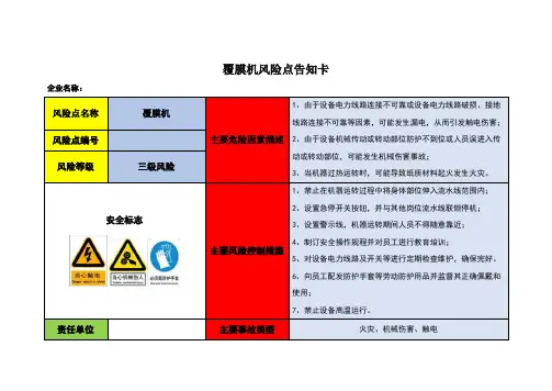 覆膜机风险点告知卡