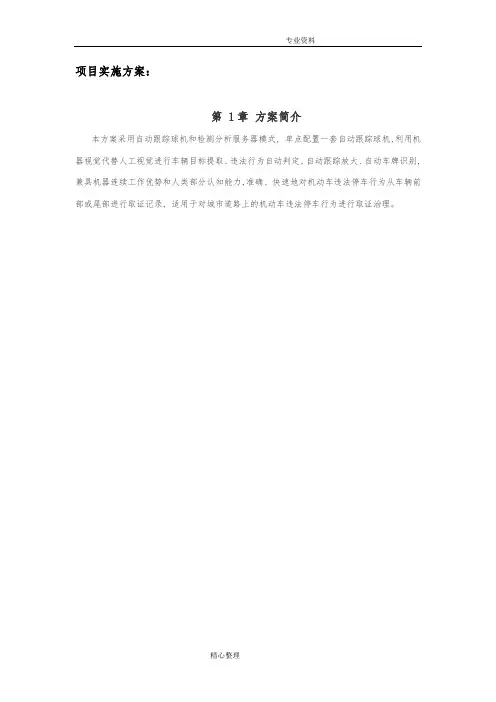 违停抓拍项目实施计划方案