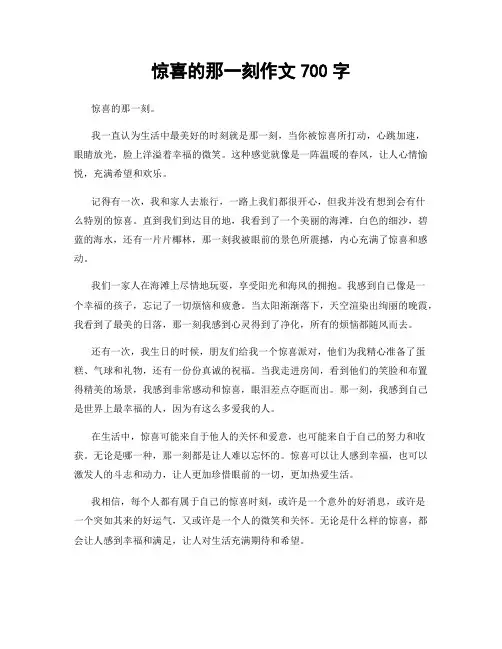 惊喜的那一刻作文700字