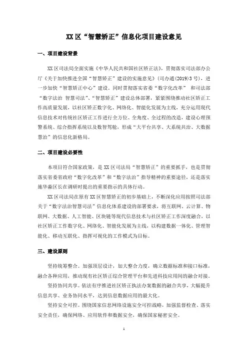 XX区“智慧矫正”信息化项目建设意见