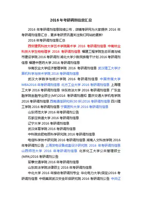 2016年考研调剂信息汇总
