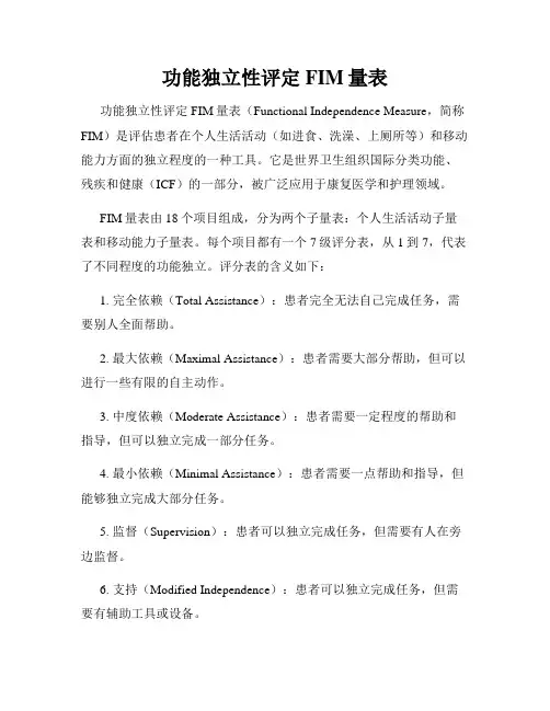 功能独立性评定FIM量表