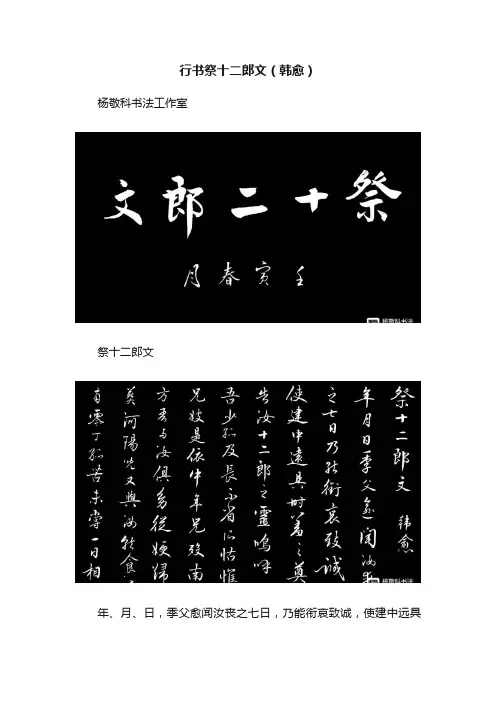 行书祭十二郎文（韩愈）