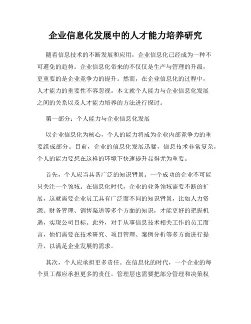 企业信息化发展中的人才能力培养研究
