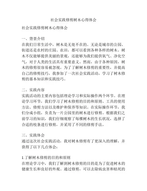 社会实践修剪树木心得体会