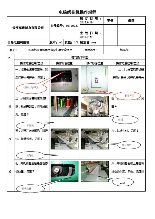 绣花机操作标准