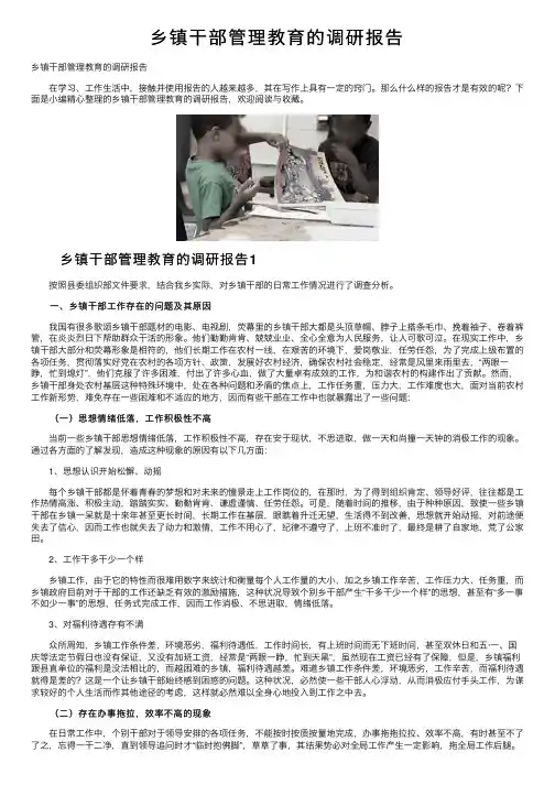 乡镇干部管理教育的调研报告