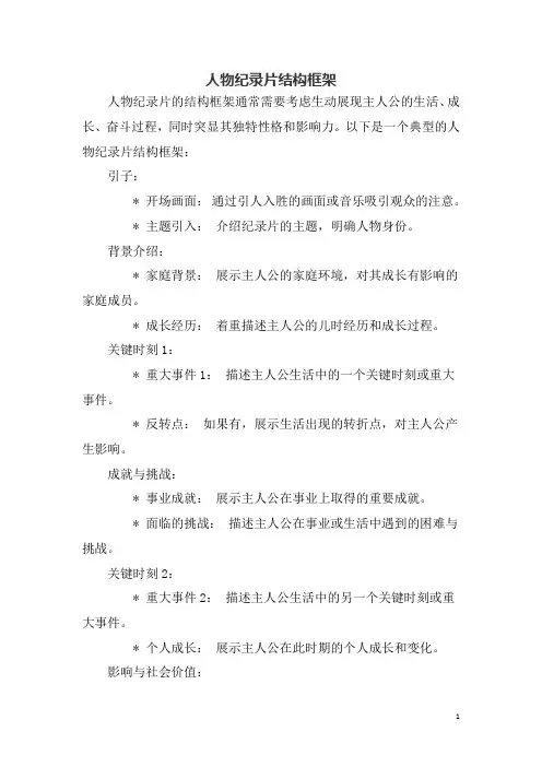 人物纪录片结构框架
