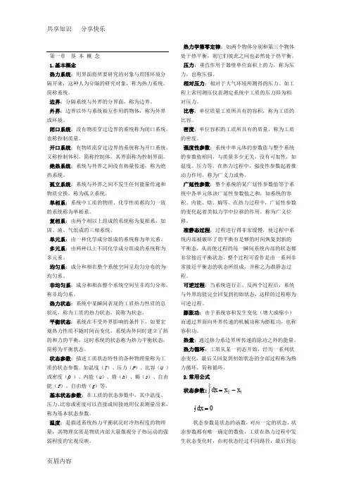 工程热力学 基本知识点
