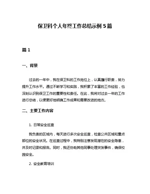 保卫科个人年终工作总结示例5篇