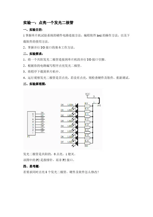 实验一：点亮一个发光二极管