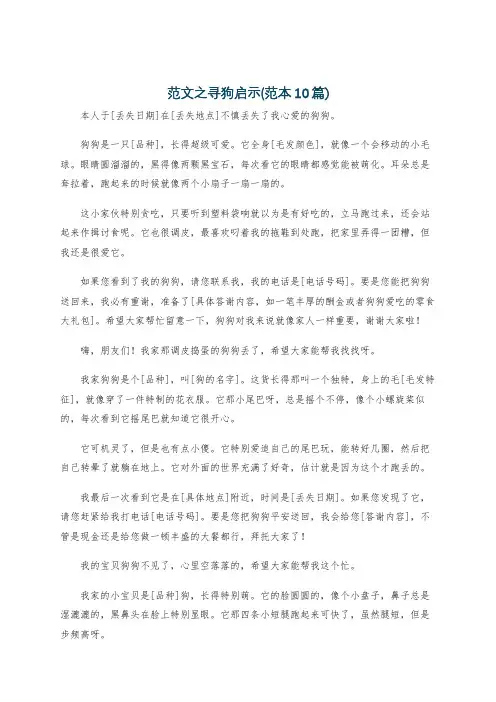 范文之寻狗启示(范本10篇)