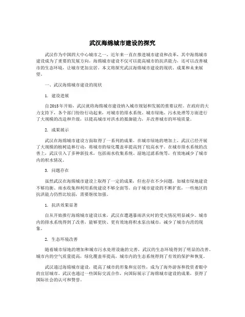 武汉海绵城市建设的探究