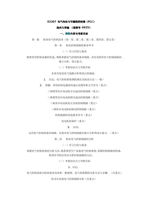 02207 电气传动与可编程控制器(PLC)
