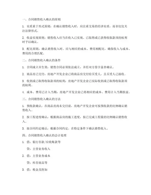 房企合同销售收入确认